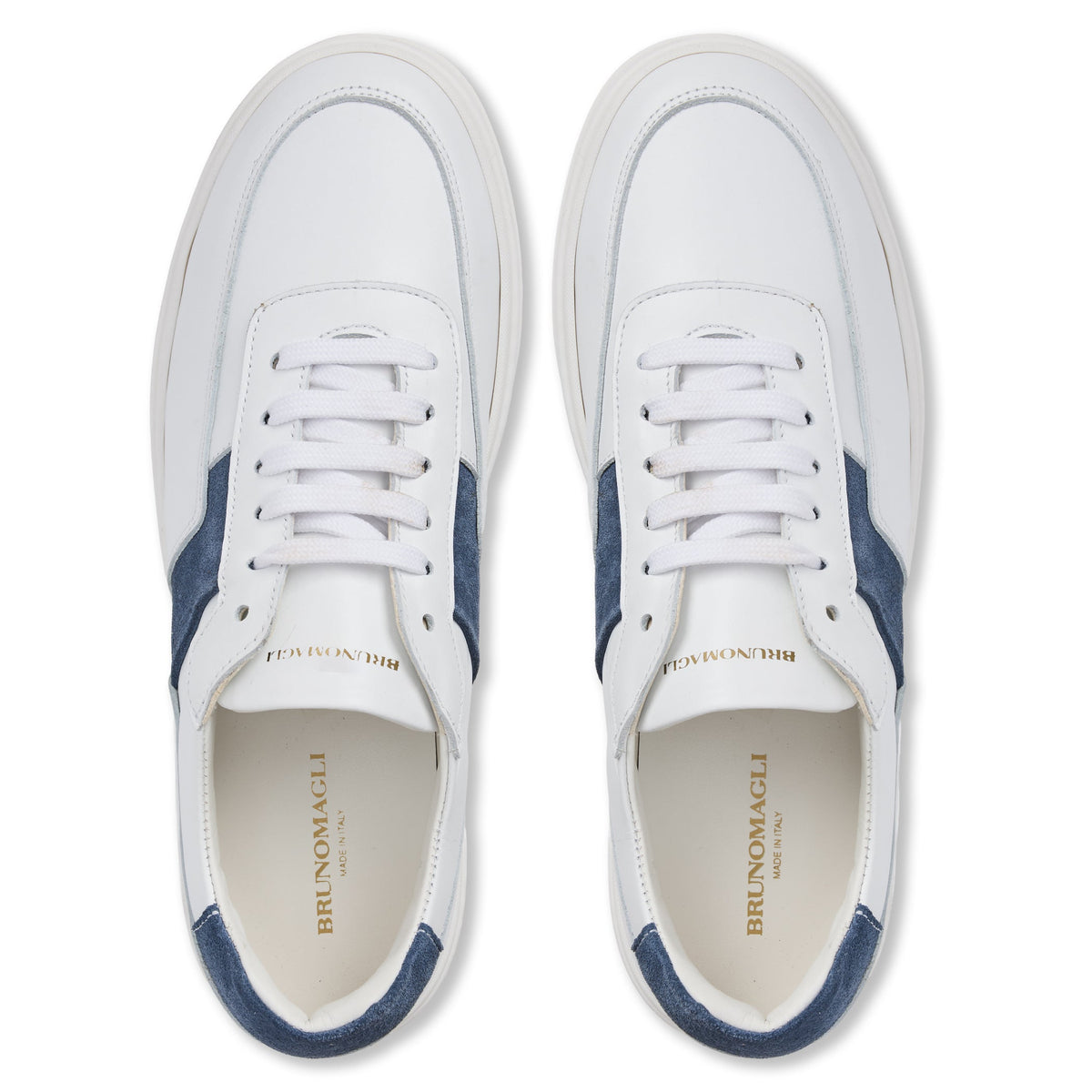 Bruno Magli Men Ponza White/Jeans Suede Navy Suede