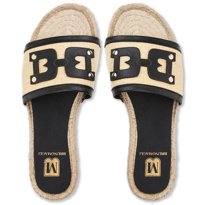 Bruno Magli Women Sabina Natural Raffia/Black Natural Raffia/Black