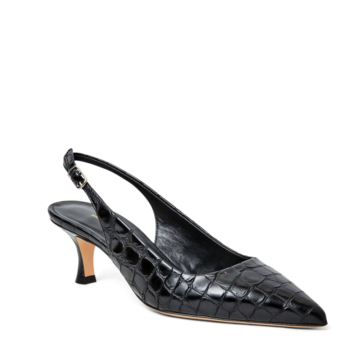 Bruno Magli Women Palerma Slingback Pump Black Croc-Print Leather