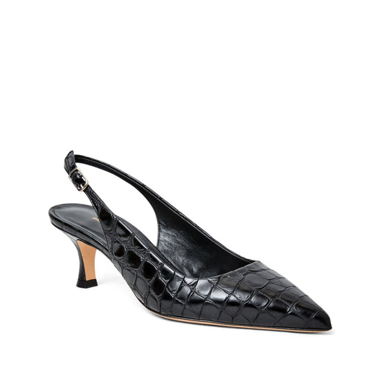 Bruno Magli Women Palerma Slingback Pump Black Croc-Print Leather