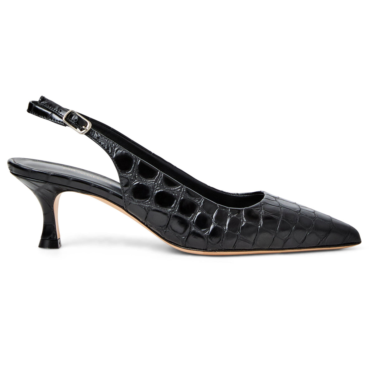 Bruno Magli Women Palerma Slingback Pump Black Croc-Print Leather