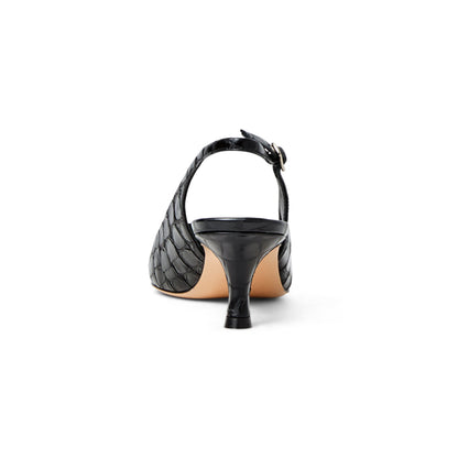 Bruno Magli Women Palerma Slingback Pump Black Croc-Print Leather